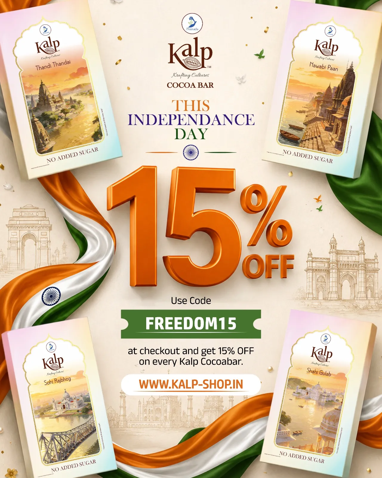 KALP Independence Day offer — 15% off everything with code FREEDOM15